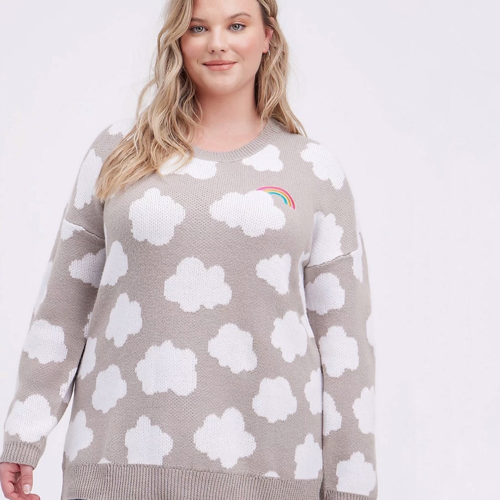 TORRID Pullover Rainbow Cloud sweater tan 3X 22 24